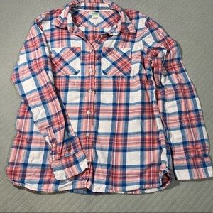 LL Bean Flannel Shirt Women's Pink Plaid Top